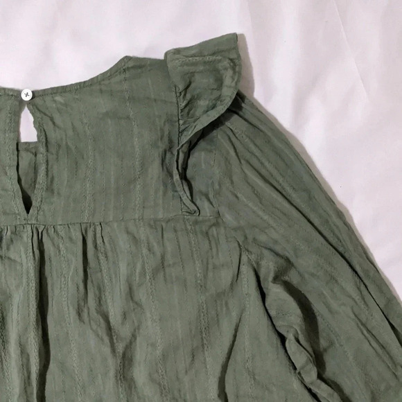 Loft Ruffle Cropped Blouse, Color Olive Green Size L - Picture 14 of 16